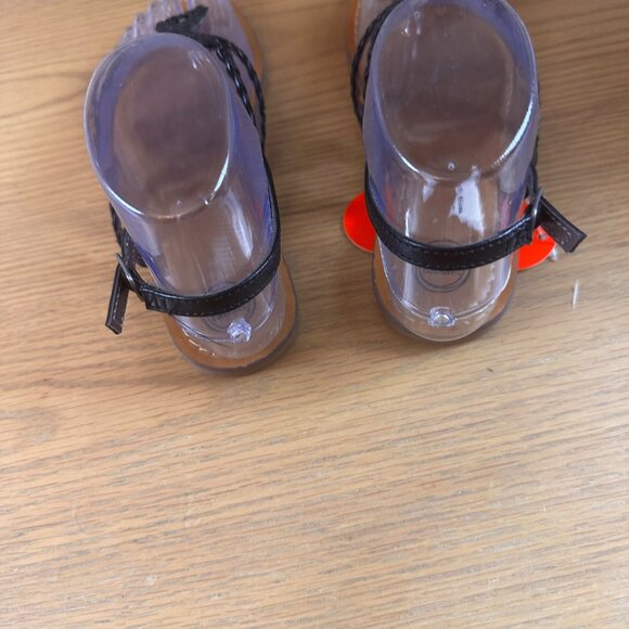 Wonder Nation Size 4 Slip On Thong Strappy Braided Sandals Black - Picture 6 of 8